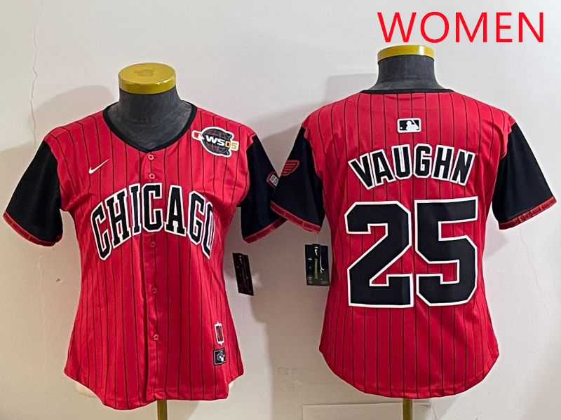 Women 2025 Chicago White Sox #25 Vaughn Red Joint Name Nike MLB Jersey style 33
